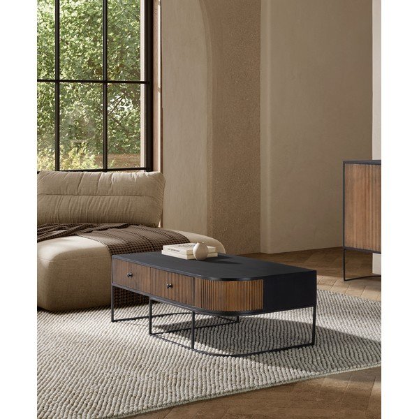 Stolik z litego drewna mango w naturalnym kolorze 60x120 cm Curve – MOME-image-1