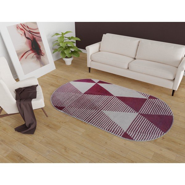 Bordowy dywan odpowiedni do prania 80x120 cm Oval – Vitaus-image-1
