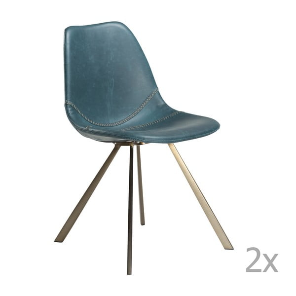 Zestaw 2 niebieskich krzeseł z nogami w kolorze złota DAN– FORM Pitch