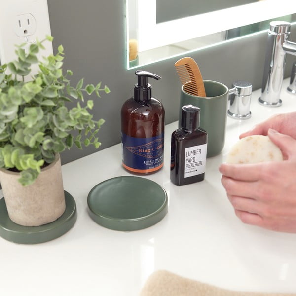 Zielona ceramiczna mydelniczka iDesign Eco Vanity-image-2