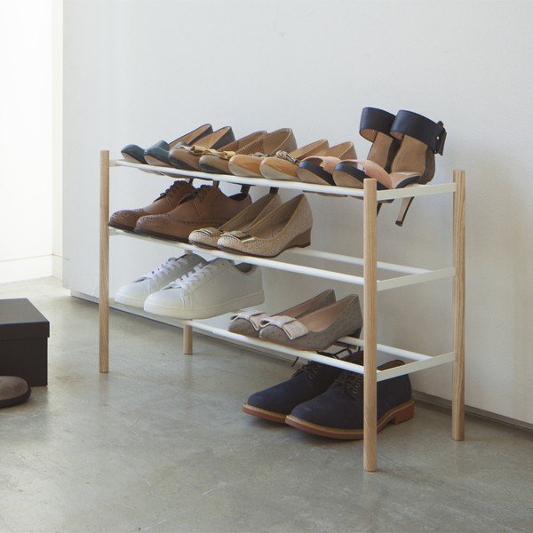 Biało-naturalny metalowy teleskopowy regał na buty – YAMAZAKI-image-1