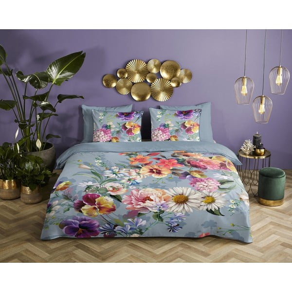 Szara pościel dwuosobowa z bawełny organicznej Descanso Sunflower, 200x220 cm-image-3