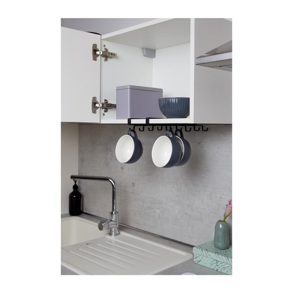 Czarny dwurzędowy wieszak na 8 kubków pod półkę Wenko-image-2