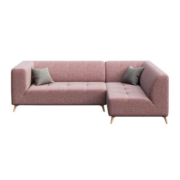 Różowa sofa z szezlongiem po prawej stronie MESONICA Toro