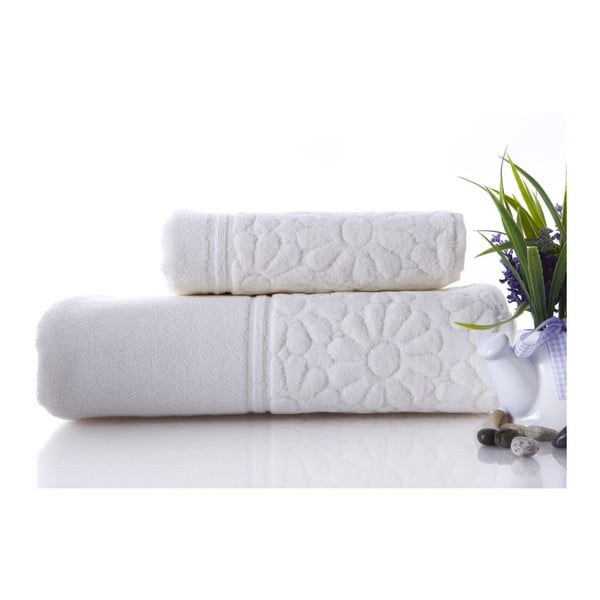 Zestaw 2 ręczników Samba Ecru, 70x140 cm i 50x90 cm
