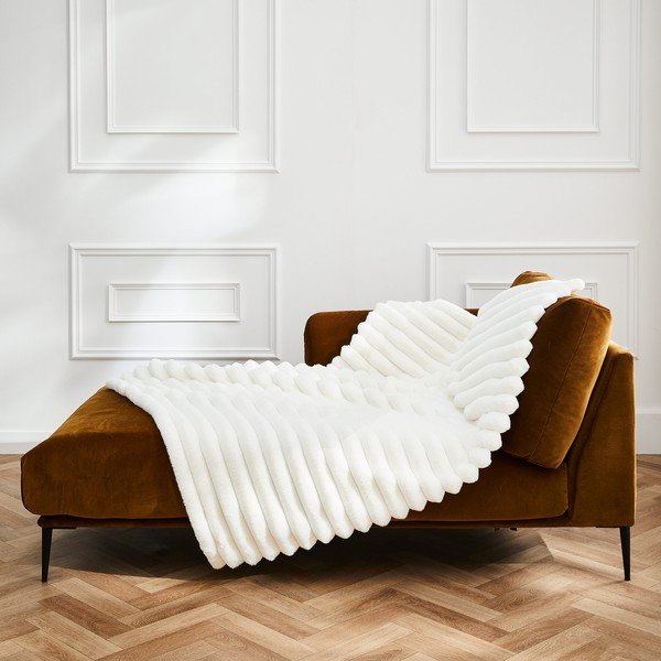Kremowy koc z mikropluszu 180x220 cm Boudoir – douceur d'intérieur-image-4