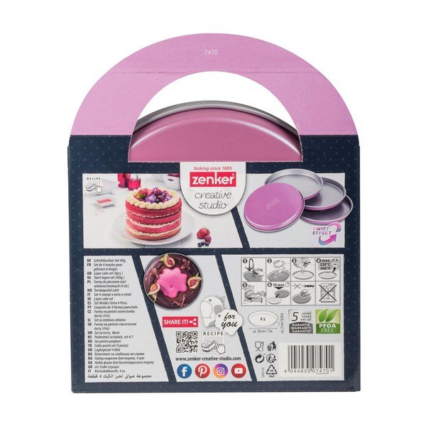 Zestaw 4 różowych form do pieczenia Zenker Creative, ø 17 cm-image-3