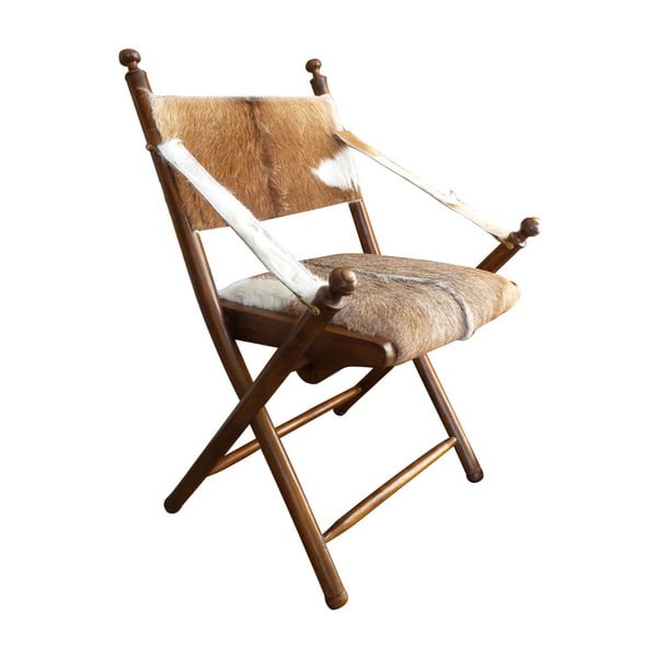 Krzesło z drewna tekowego i koziej skóry Orchidea Milano Sion