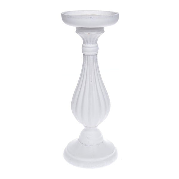 Biały świecznik drewniany Ewax Rusto, wys.28 cm
