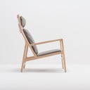 Fotel z konstrukcją z litego drewna dębowego i szarym skórzanym siedziskiem Gazzda Dedo