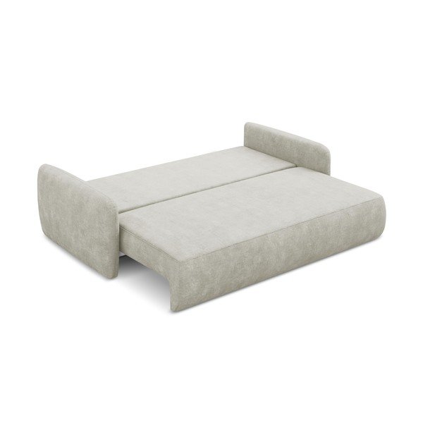 Kremowa rozkładana sofa z tkaniny szenilowej ze schowkiem 218 cm Lilo – Makamii-image-4