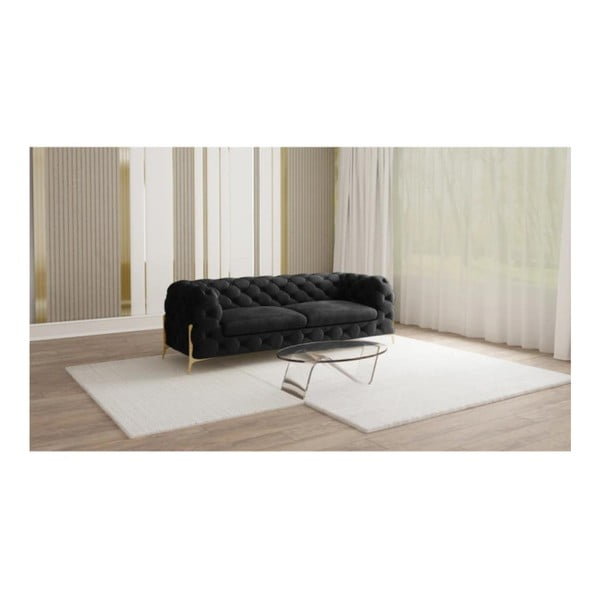 Czarna aksamitna sofa 225 cm Chelsea Bis – Ropez-image-1