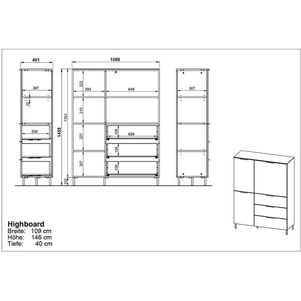 Szarobeżowa wysoka komoda w dekorze orzecha 109x146 cm California – Germania-image-3