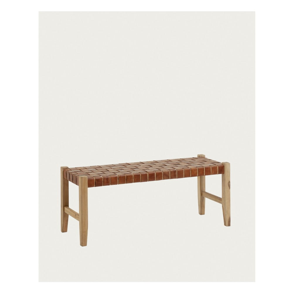 Koniakowo-naturalna skórzana ławka Calixta – Kave Home (zdjęcie 4)