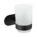 Samoprzylepny szklany kubek na szczoteczki do zębów w kolorze matowej czerni Orea – Wenko