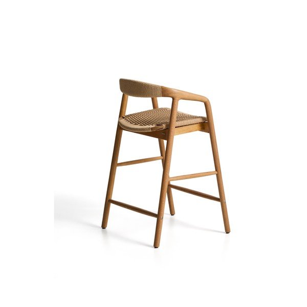 Hoker z podłokietnikami z litego drewna dębowego w naturalnym kolorze (wysokość siedziska 65 cm) Derile – Kave Home-image-2