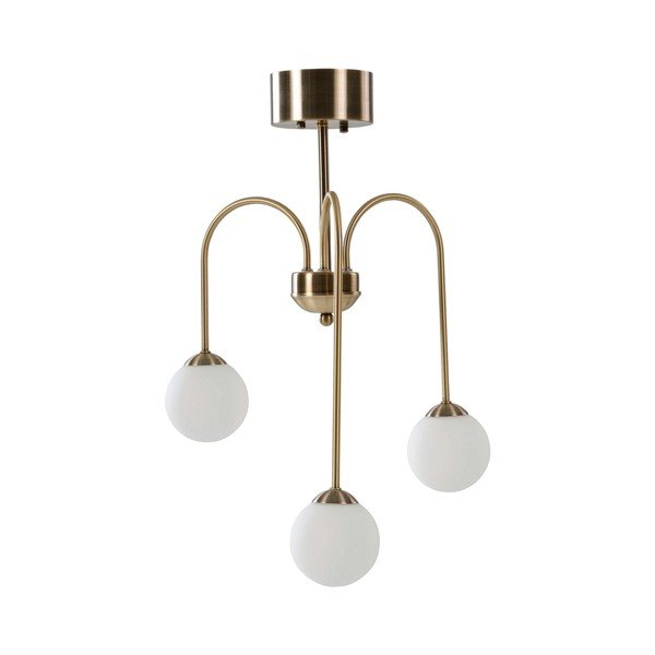 Biała/w kolorze mosiądzu lampa sufitowa z opalowego szkła ze ściemniaczem ø 42 cm Marne – Jotex
