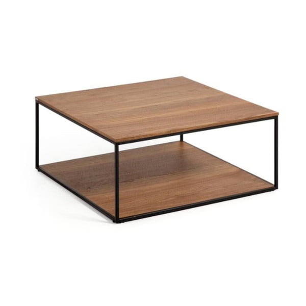 Brązowy stolik z blatem w dekorze orzecha 80x80 cm Yona − Kave Home