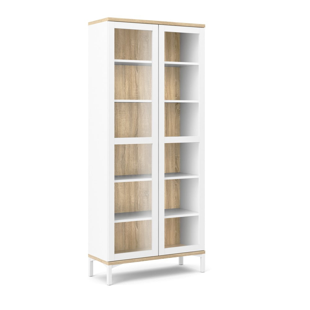 Biało-naturalna witryna w dekorze dębu 89x203x36 cm Roomers – Tvilum (zdjęcie 8)