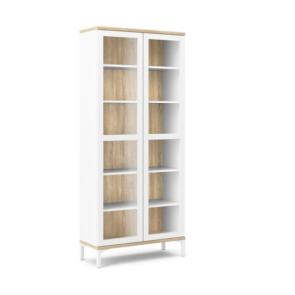 Biało-naturalna witryna w dekorze dębu 89x203x36 cm Roomers – Tvilum-image-2