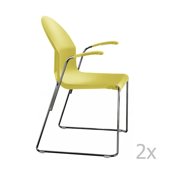 Komplet 2 żółtych krzeseł z podłokietnikami Magis Aida