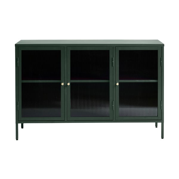 Zielona metalowa witryna Unique Furniture Bronco, wys. 85 cm
