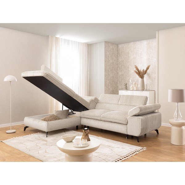 Kremowy sztruksowy narożnik (lewostronny/w kształcie litery L) Marbeya  – Ropez-image-4