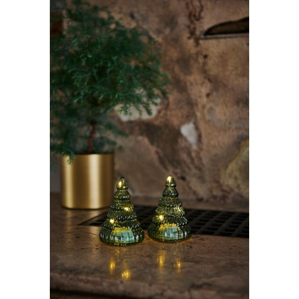 Zestaw 2 dekoracji świetlnych w kształcie choinek LED Sirius Lucy Tree Green, wys. 9 cm