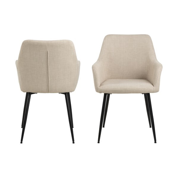 Beżowe tapicerowane fotele jadalniane zestaw z podłokietnikami 2 szt. Lizzy – Actona-image-2