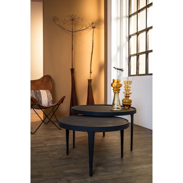 Czarne okrągłe stoliki zestaw 2 szt. ø 75 cm Tobias – Light & Living-image-3