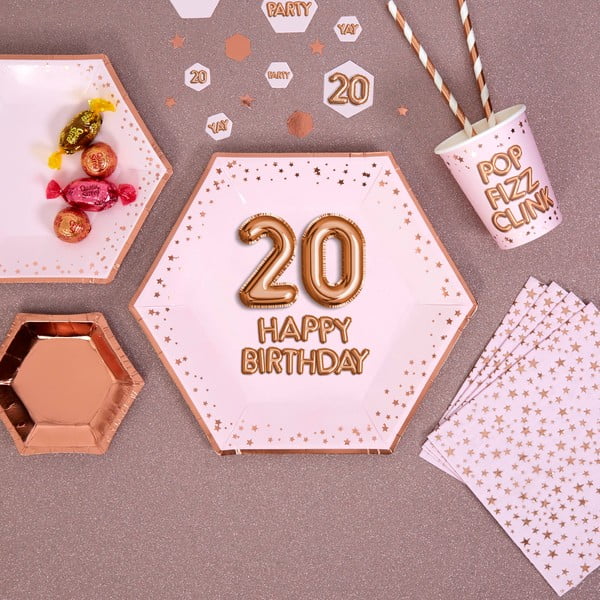 Zestaw 8 talerzy papierowych Neviti Glitz & Pink Happy 20