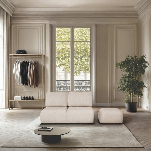 Kremowy podnóżek z materiału bouclé Mirel – Rodier-image-1