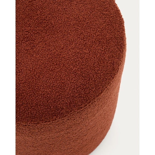 Puf z materiału bouclé w kolorze terakoty Kaeli – Kave Home-image-1
