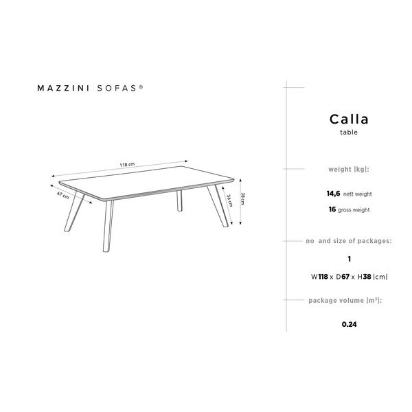Stolik z drewna sosnowego Mazzini Sofas Calla-image-1