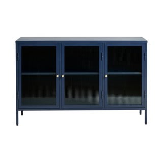 Niebieskia metalowa witryna Unique Furniture Bronco, wys. 85 cm