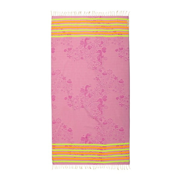 Ręcznik hammam z bawełnianych i bambusowych włókien Begonville Ocean, 180x95 cm