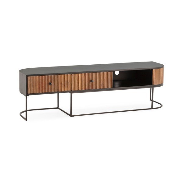 Szafka pod TV z litego drewna mango w naturalnym kolorze 160x45x40 cm Curve – MOME
