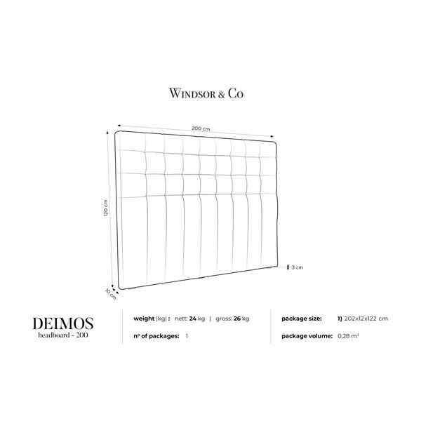 Kremowy zagłówek łóżka Windsor & Co Sofas Deimos, 200x120 cm-image-3