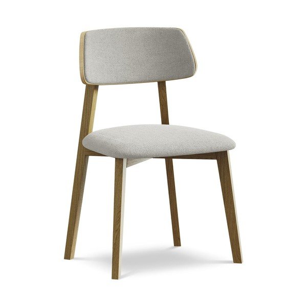 Jasnoszare krzesło z litego drewna Niu – Makamii