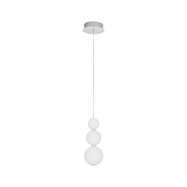 Biała/w kolorze srebra z połyskiem metalowa lampa wisząca LED ze ściemniaczem ze szklanym kloszem ø 10 cm Perla – Nova Luce