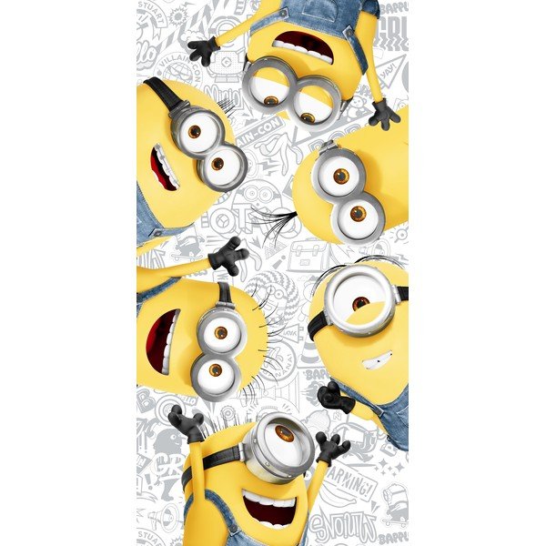 Żółto-biały bawełniany ręcznik dziecięcy 70x140 cm Minions 2 – Jerry Fabrics