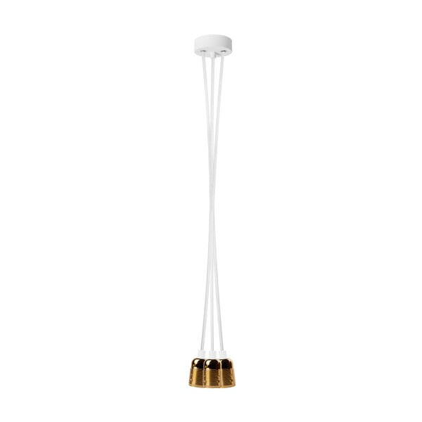 Biała potrójna lampa wisząca ze złotą oprawką Bulb Attack Uno Group