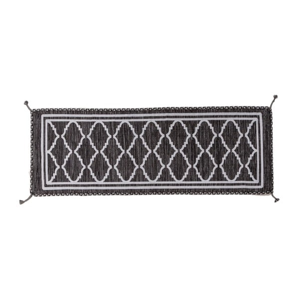 Czarno-biały chodnik ręcznie tkany Navaei & Co Kilim Ethnic 108, 180x60 cm