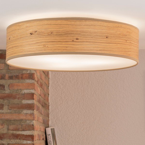 Jasnobrązowa lampa sufitowa z abażurem z naturalnego forniru Sotto Luce Ocho, ⌀ 40 cm-image-1
