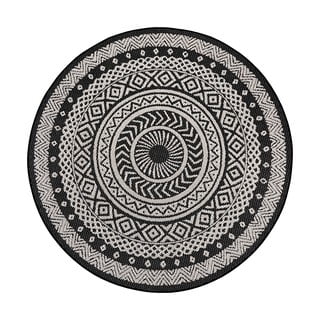 Czarno-szary dywan odpowiedni na zewnątrz Ragami Round, ø 120 cm