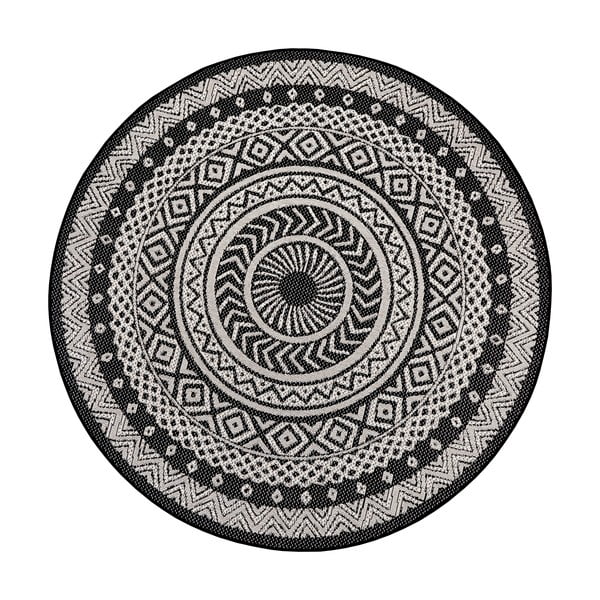 Czarno-szary dywan odpowiedni na zewnątrz Ragami Round, ø 160 cm