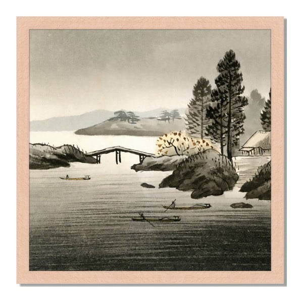 Obraz w ramie Liv Corday Asian Lake Shore, 40x40 cm