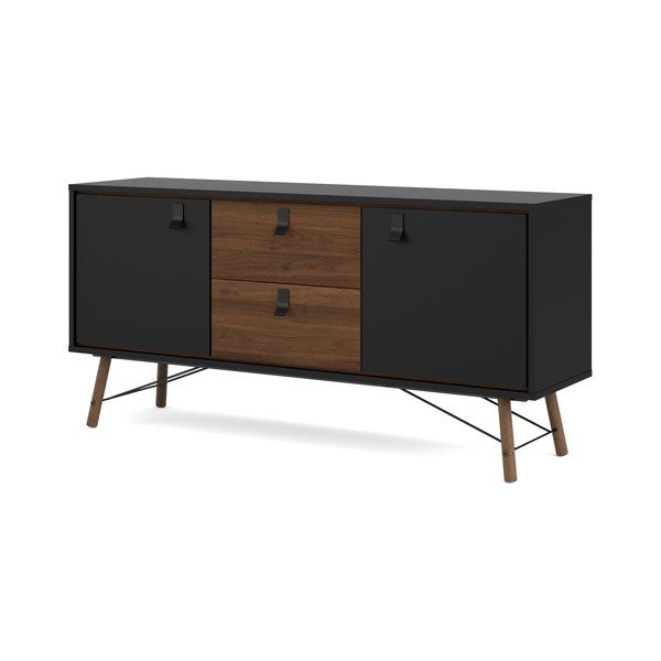 Czarna komoda w dekorze orzecha 150x72x40 cm Ry – Tvilum-image-2