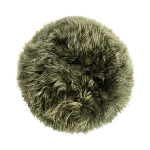 Stołek z zielonym siedziskiem z owczej skóry Royal Dream, ⌀ 30 cm-image-1