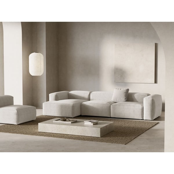Beżowy sztruksowy narożnik (lewostronny/z szezlongiem) Bergamo – Cosmopolitan Design-image-1